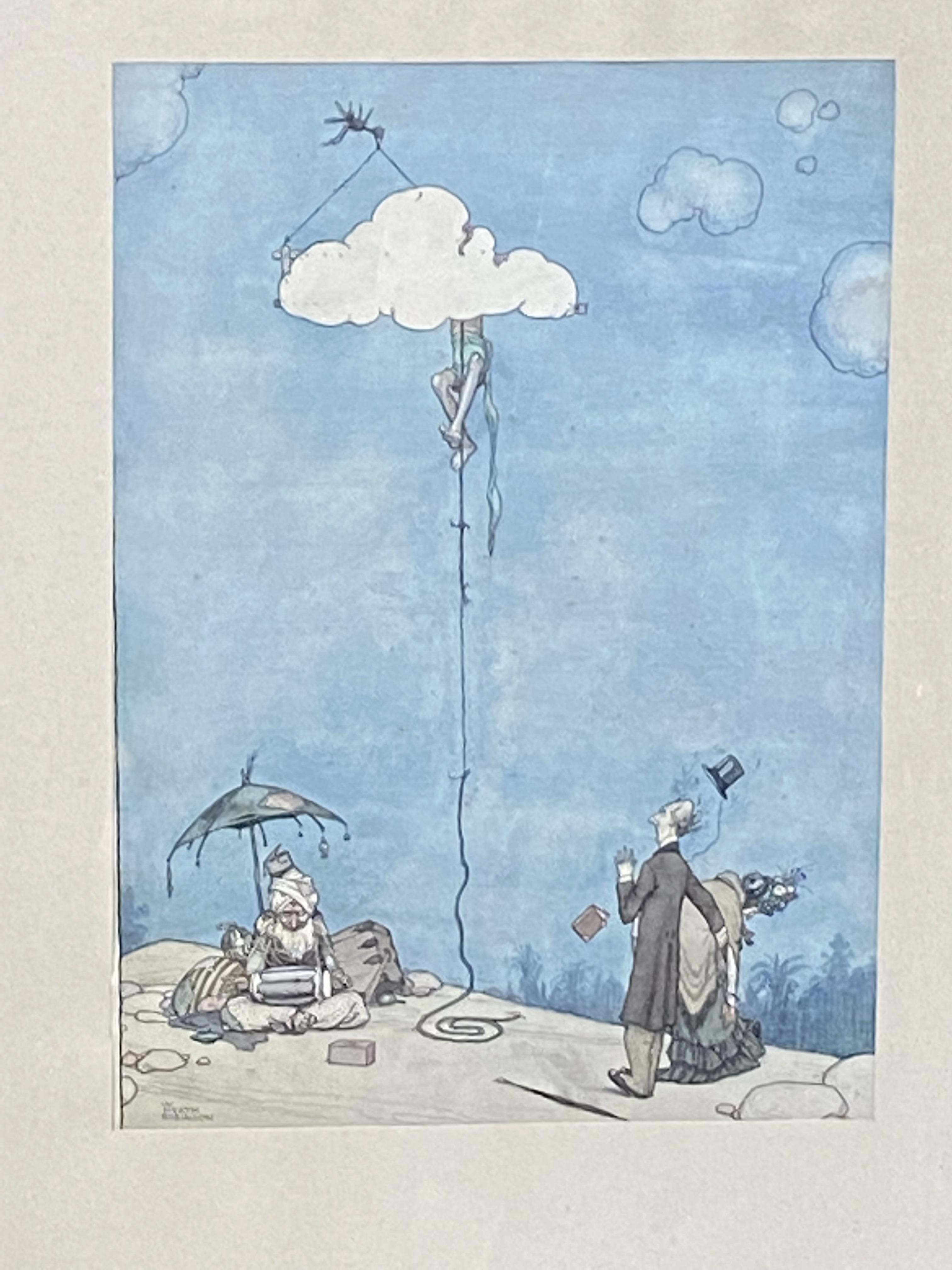 Framed and glazed watercolour and ink, The Indian Rope Trick, W. Heath Robinson - Image 2 of 4