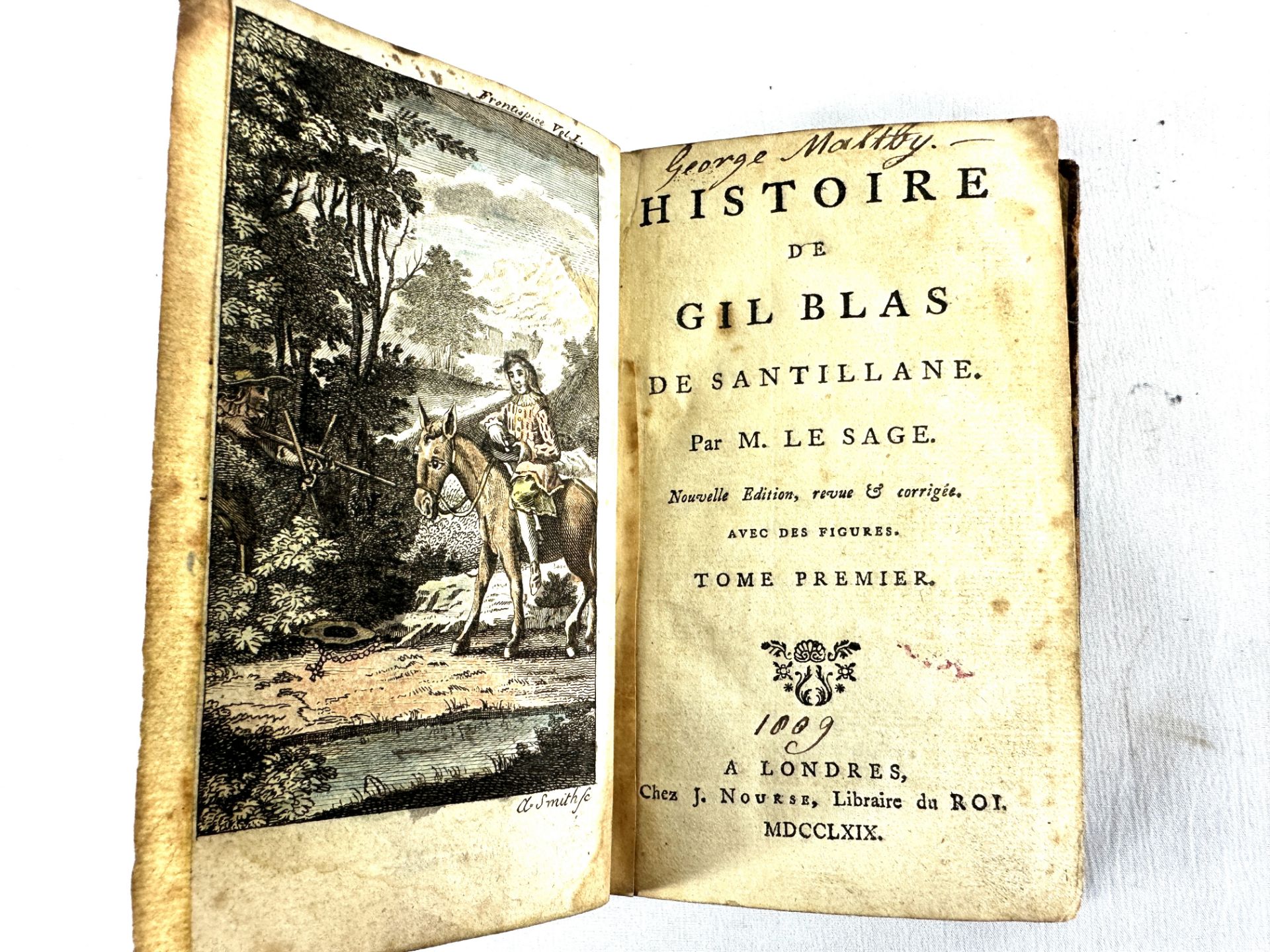 Histoire de Gil Blas by M. Le Sage, volume one, published in French 1769 - Image 3 of 3