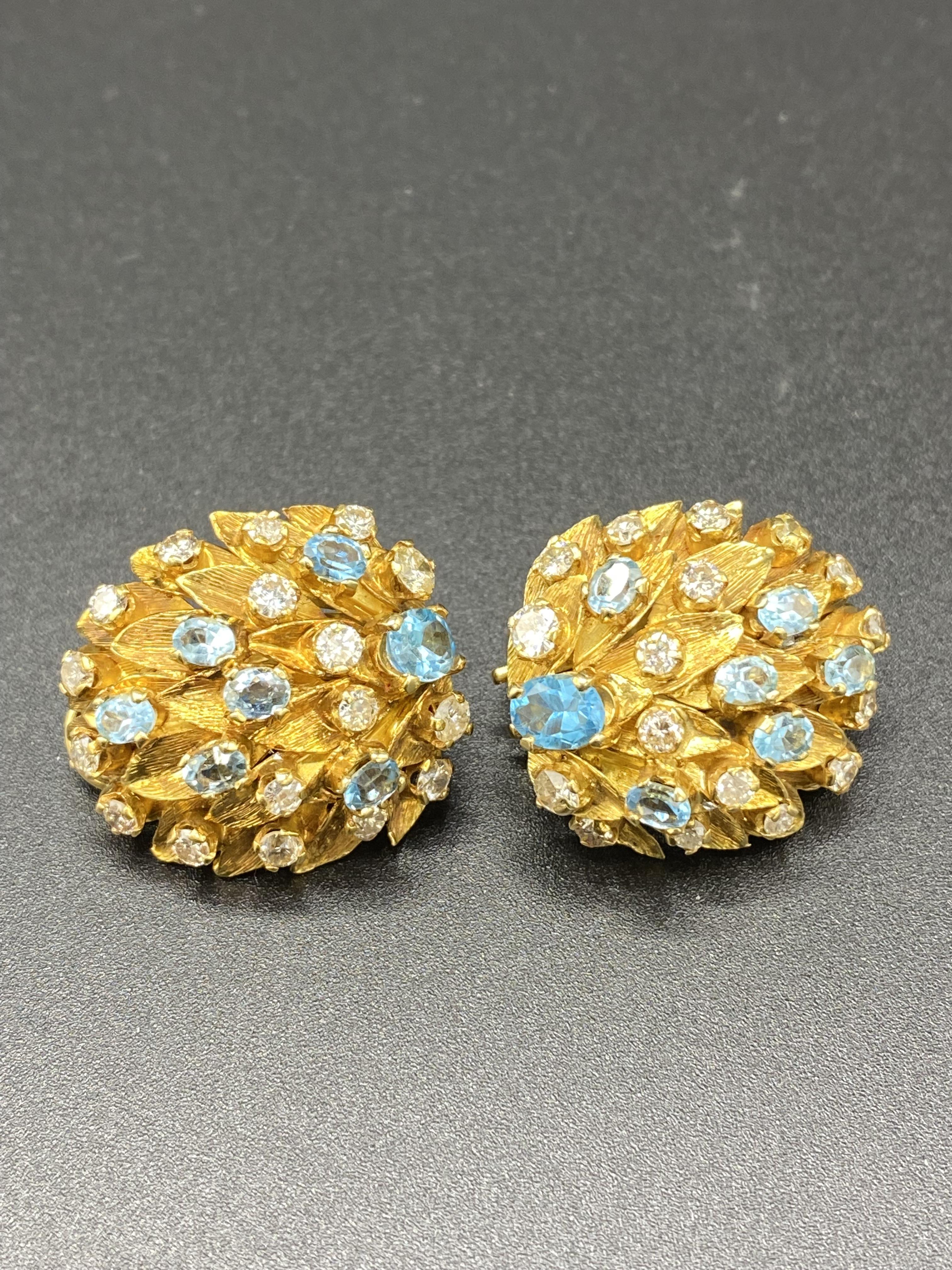 Pair of yellow metal earring set with diamonds and aquamarines, together with costume jewellery - Image 4 of 6