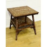 Oriental hardwood inlaid display table