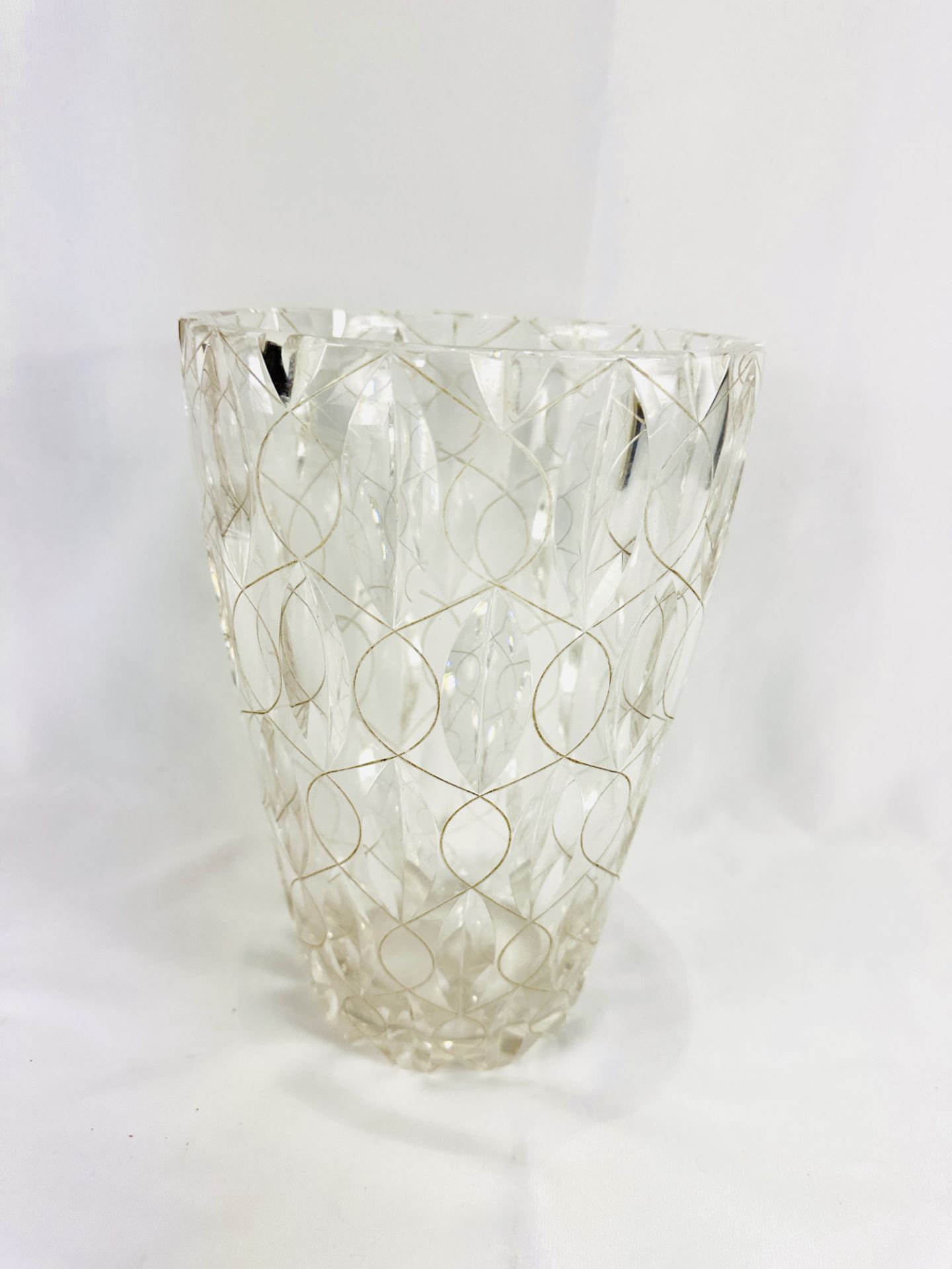 Cut glass vase signed to base Clyne Farquharson