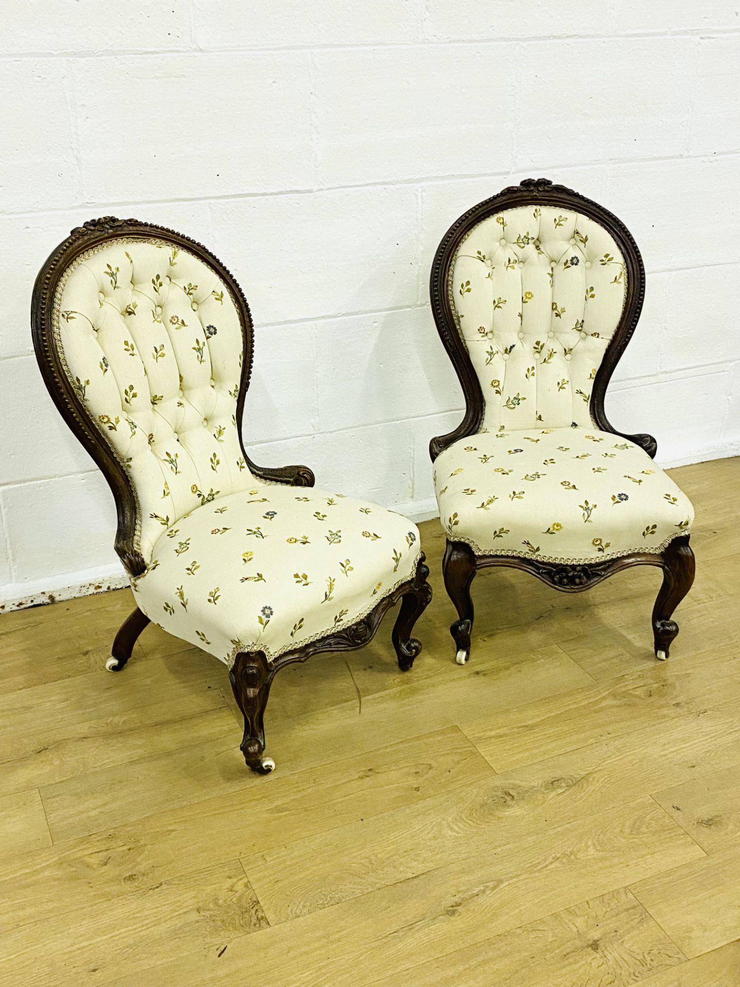 Pair of mahogany framed bedroom chairs - Image 2 of 8