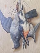 Framed painting of hanging game birds