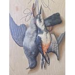 Framed painting of hanging game birds