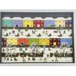 Gordon Barker - Framed and glazed acrylic on paper of a winter street scene