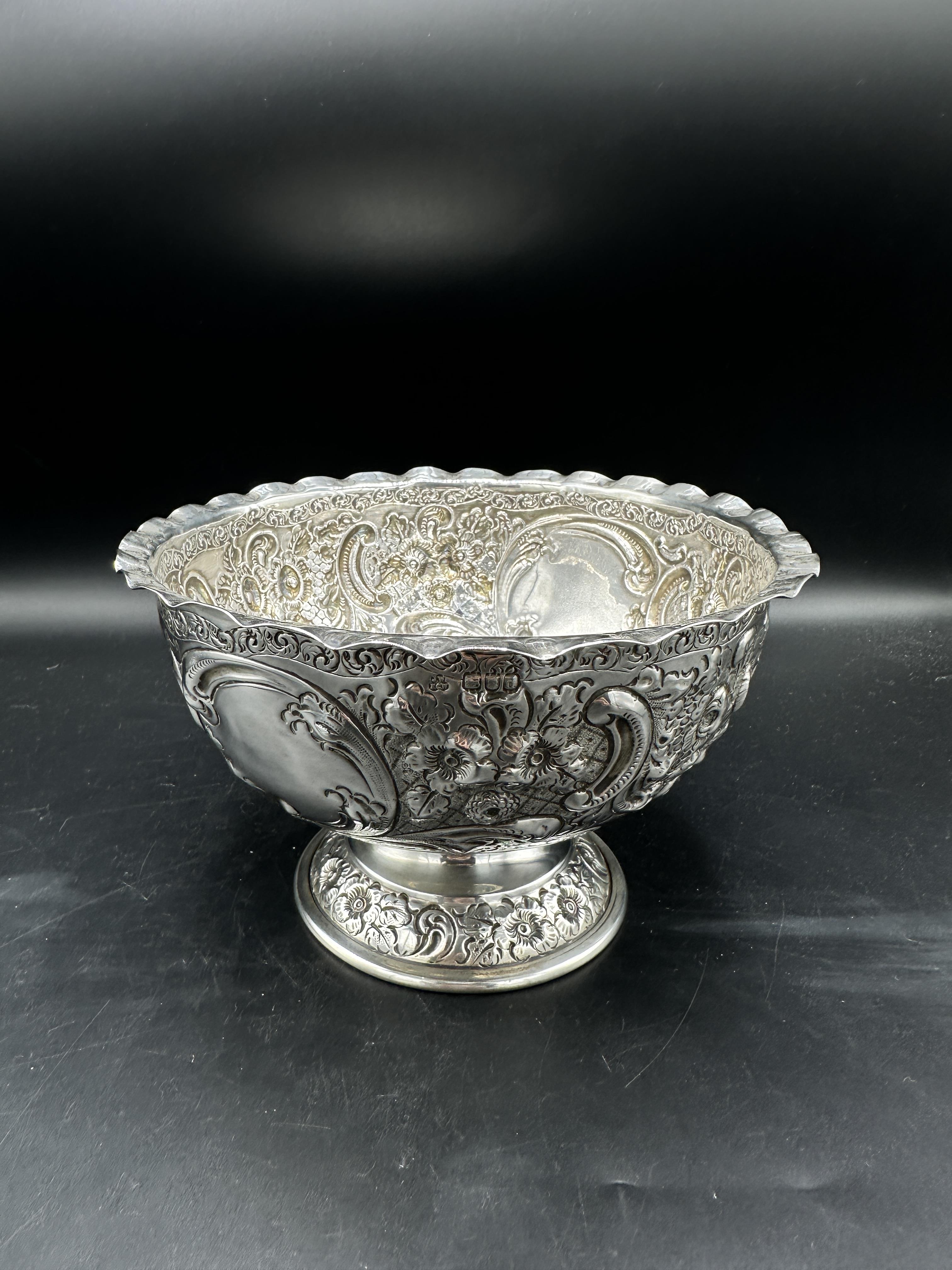 Silver repousse bowl