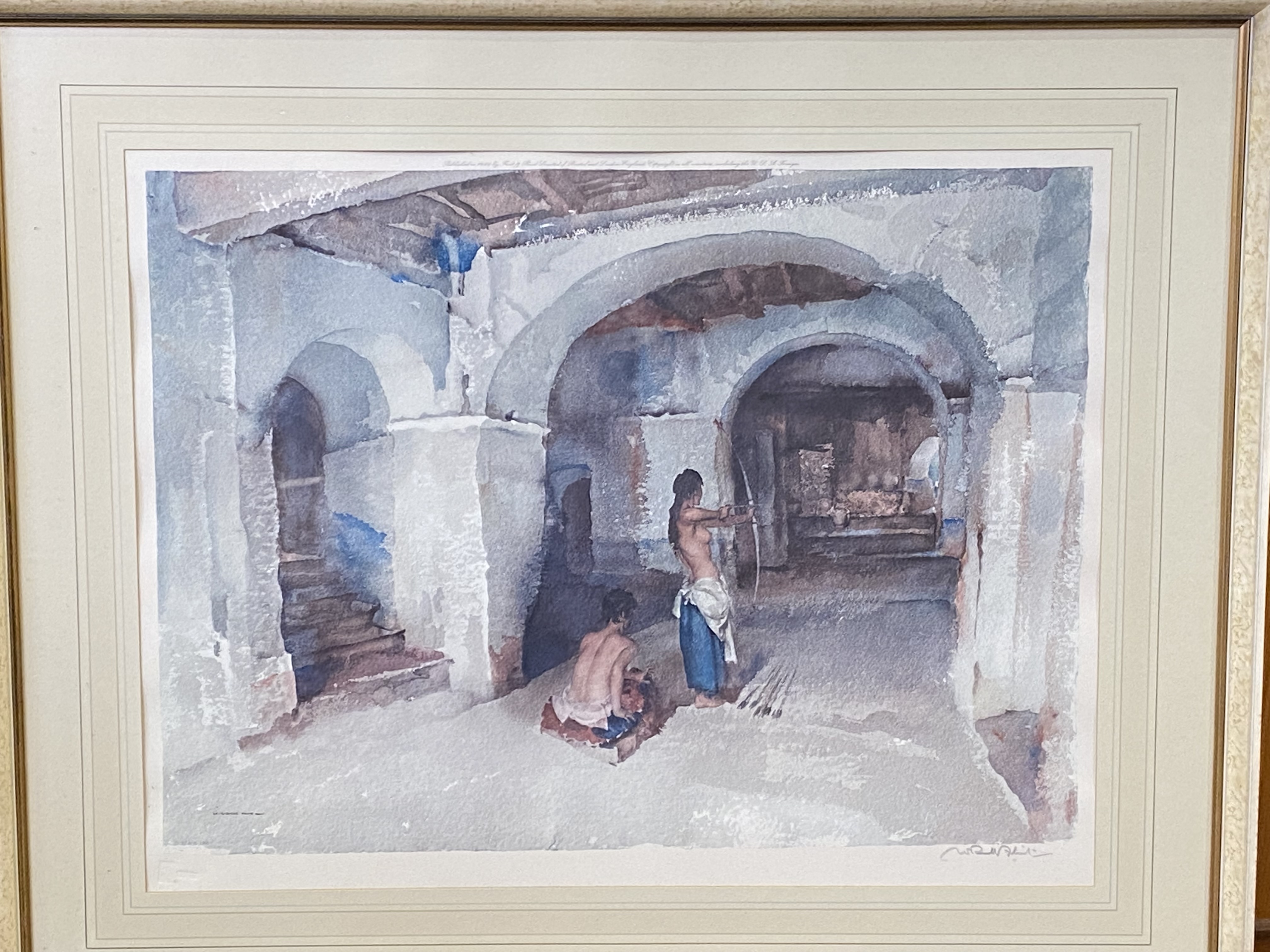 Sir William Russell Flint - framed and glazed print with blindstamp - Image 4 of 5