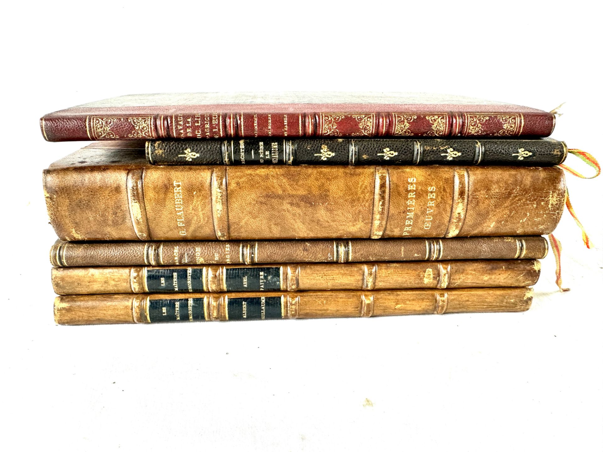 A quantity of French leather bound books