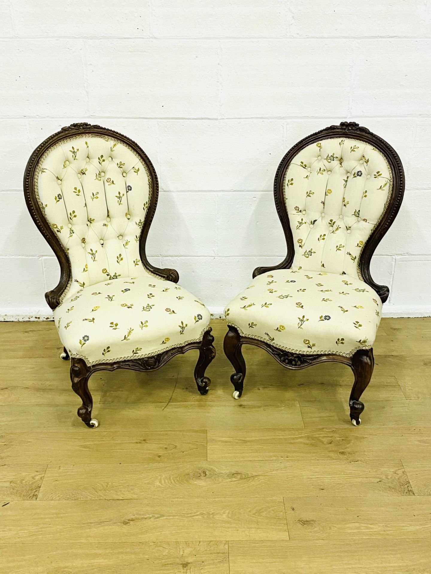 Pair of mahogany framed bedroom chairs