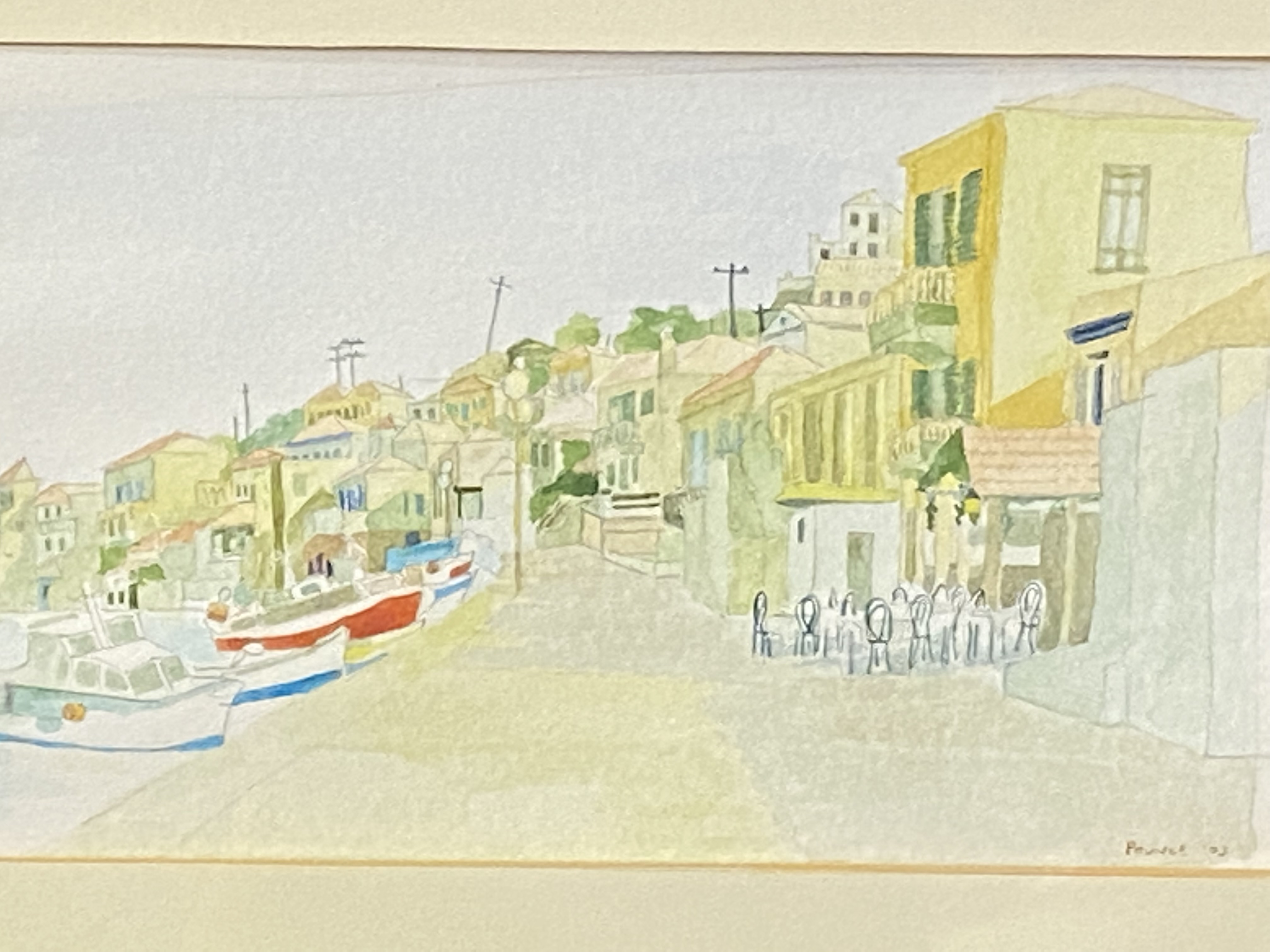A pastel of beach scene, together with a watercolour of a harbour scene, both signed Pounce - Image 3 of 4