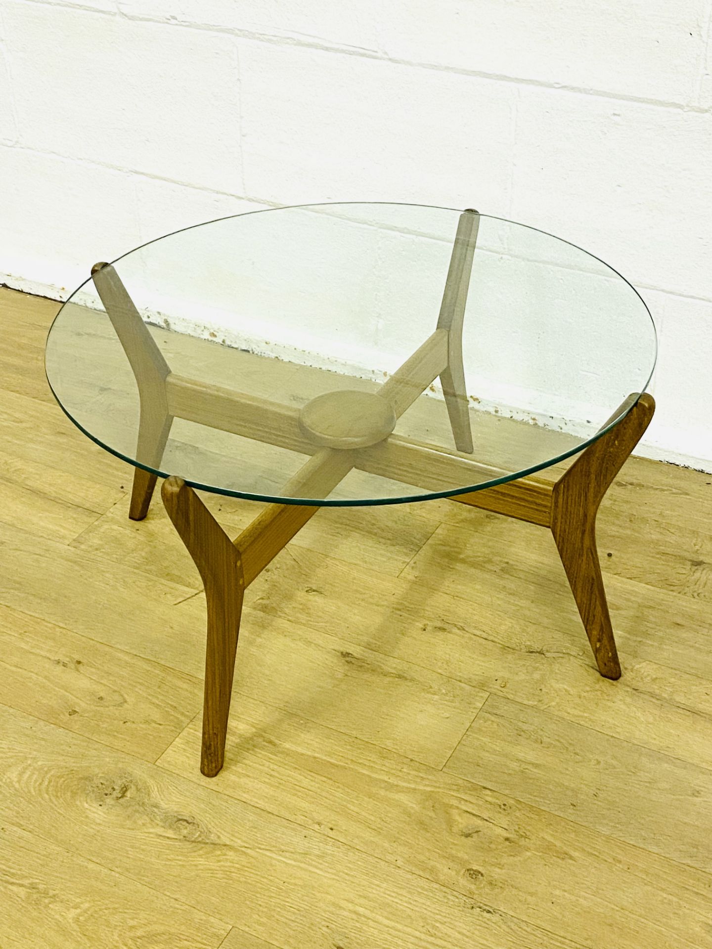 Teak glass top coffee table