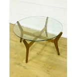 Teak glass top coffee table