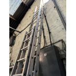 3 aluminium ladders approx 3m, 4m, and 5m. This lot is subject to VAT