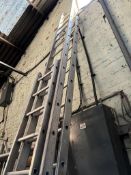 3 aluminium ladders approx 3m, 4m, and 5m. This lot is subject to VAT