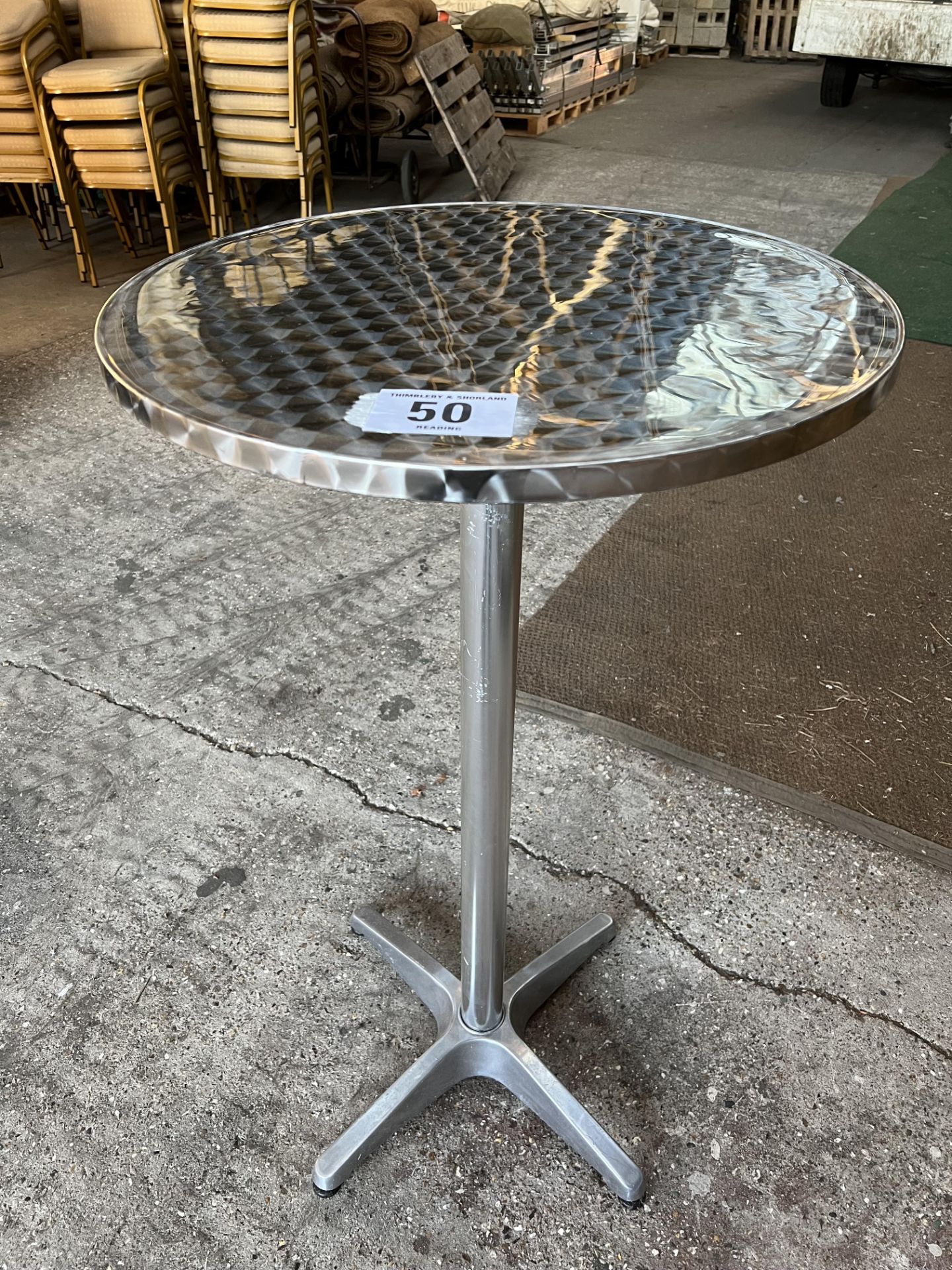 35 aluminium poseur tables. This lot is subject to VAT
