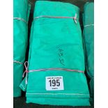 15ft x 9ft green cotton tarpaulin, hemmed, eyeletted and with ropes. This lot is subject to VAT