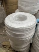Six coils of white rope, 8mm x 220m. This lot is subject to VAT