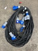 Four extension cables of 10m 16 amp 240v. This lot is subject to VAT