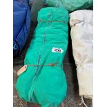 Green canvas tarpaulin 14ft x 10ft hemmed and eyeletted. This lot is subject to VAT