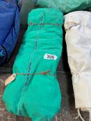 Green canvas tarpaulin 14ft x 10ft hemmed and eyeletted. This lot is subject to VAT