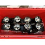 Two 4 way low voltage spot lights with 16 amp lead; with two new bulbs. This lot is subject to VAT