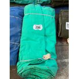 Green canvas tarpaulin 24ft x 12ft hemmed and eyeletted. This lot is subject to VAT