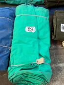 Green canvas tarpaulin 24ft x 12ft hemmed and eyeletted. This lot is subject to VAT