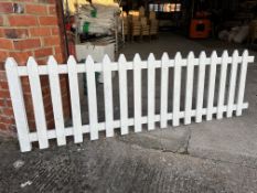 25 no 8ft x 2ft 6in section of white picket fencing. This lot is subject to VAT