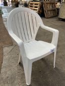 50 white resin garden armchairs. This lot is subject to VAT