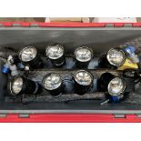 Two 4 way low voltage spot lights with 16 amp lead; with one spare bulb. This lot is subject to VAT