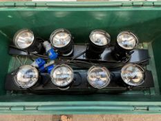 Two 4 way low voltage spot lights with 16 amp lead; with one spare bulb. This lot is subject to VAT