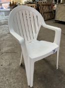 50 white resin garden armchairs. This lot is subject to VAT