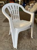 50 white resin garden armchairs. This lot is subject to VAT