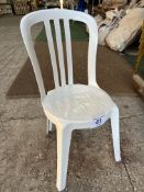 50 white resin bistro chairs. This lot is subject to VAT