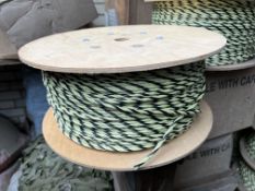 Six coils of polypropylene rope (yellow and black), 7mm x 500m. This lot is subject to VAT