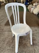 50 white resin bistro chairs. This lot is subject to VAT