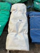 White PVC tarpaulin 18ft x 18ft hemmed and eyeletted. This lot is subject to VAT