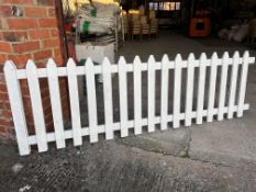 20 no 8ft x 2ft 6in section of white picket fencing. This lot is subject to VAT