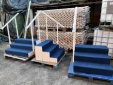 Three stage steps - rise 1ft 9in, width - 1 x 4ft 2in, 2 x 3ft 2in. This lot is subject to VAT