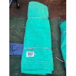 15ft x 9ft green cotton tarpaulin, hemmed, eyeletted and with ropes. This lot is subject to VAT