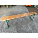 7 no 6ft long wooden benches with metal folding legs. This lot is subject to VAT