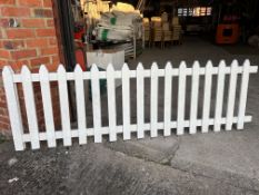 25 no 8ft x 2ft 6in section of white picket fencing. This lot is subject to VAT