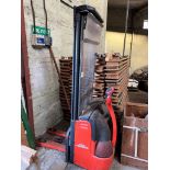 Linde type L12 electric high lift pallet truck - needs new batteries. This lot is subject to VAT