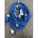 Four extension leads of 6m 16amp 240v. This lot is subject to VAT