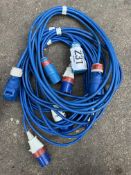 Four extension leads of 6m 16amp 240v. This lot is subject to VAT