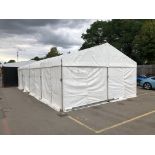 12m x 6m frame tent with white covers, roof and walls. This lot is subject to VAT