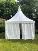 4m x 4m 'Chinese Hat' frame tent with roof and 4 walls. This lot is subject to VAT
