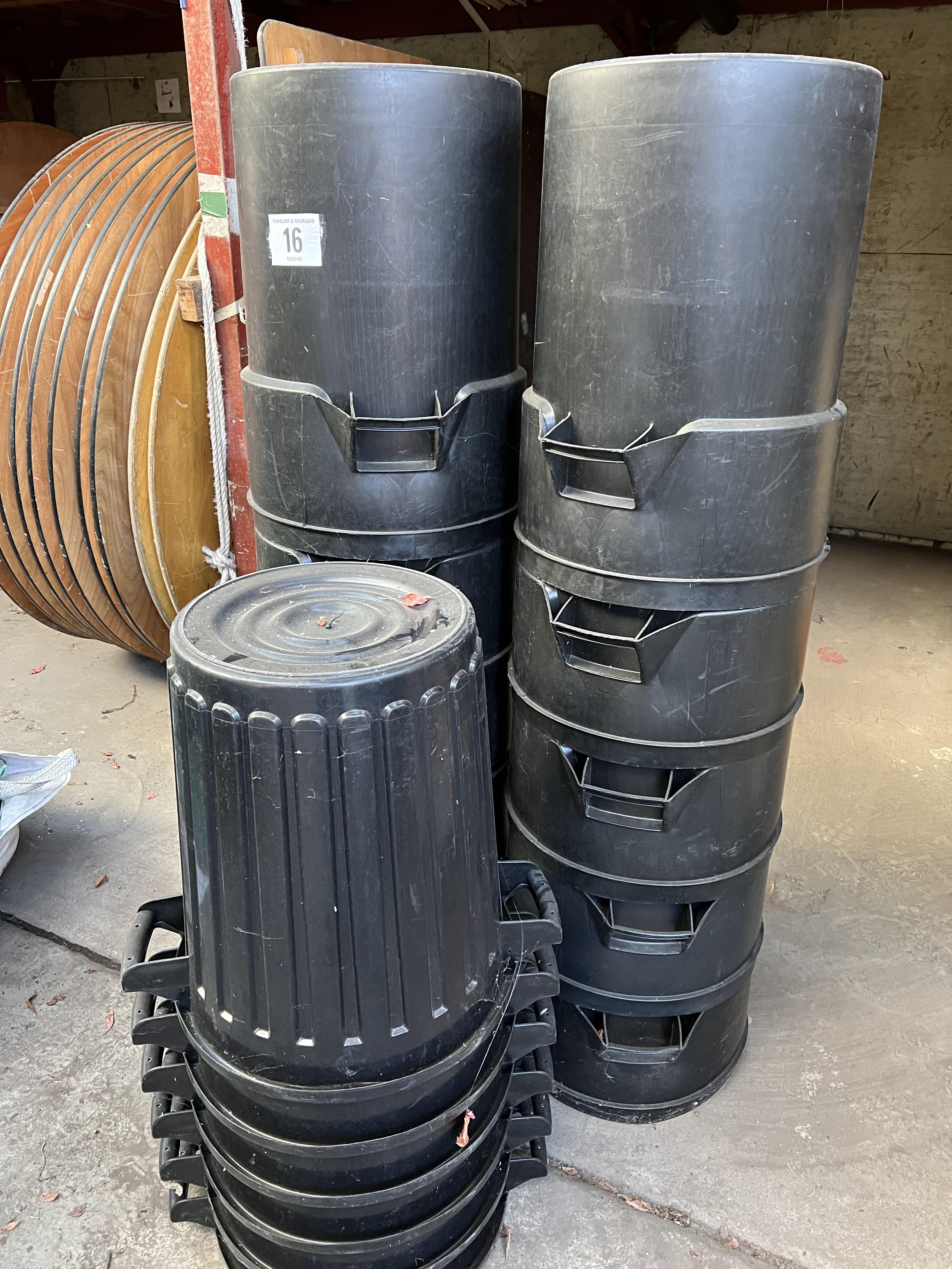 16 black plastic dust bins. This lot is subject to VAT. - Image 2 of 2