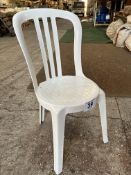 50 white resin bistro chairs. This lot is subject to VAT