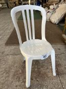 50 white resin bistro chairs. This lot is subject to VAT